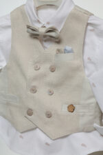 Βαπτιστικό Κοστούμι για Αγόρι σε Αποχρώσεις Μπεζ Mi Chiamo Α4757 - Image 2