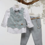 Βαπτιστικό Κοστούμι για Αγόρι σε Αποχρώσεις Μέντας και Σιέλ Mi Chiamo Α4757