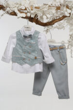 Βαπτιστικό Κοστούμι για Αγόρι σε Αποχρώσεις Μέντας και Σιέλ Mi Chiamo Α4757