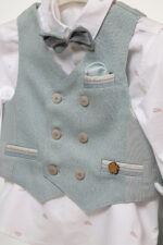 Βαπτιστικό Κοστούμι για Αγόρι σε Αποχρώσεις Μέντας και Σιέλ Mi Chiamo Α4757 - Image 2