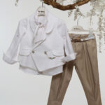 Επίσημο Βαπτιστικό με Λευκό Σακάκι και Μαντήλι  Α4783