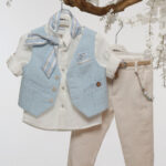 Επίσημο Βαπτιστικό με Γαλάζιο Γιλέκο και Μαντήλι Α4750