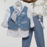 Καλοκαιρινό Βαπτιστικό με Γιλέκο και Φουλάρι Α4750