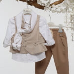 Καλοκαιρινό Βαπτιστικό με Γιλέκο και Ασορτί Μαντήλι Α4768