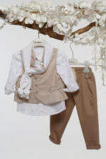 Καλοκαιρινό Βαπτιστικό με Γιλέκο και Ασορτί Μαντήλι Α4768