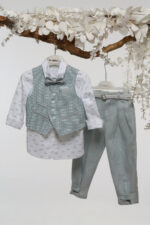 "Αέρινη κομψότητα: Βαπτιστικό σύνολο για ένα στυλάτο μωρό" Α4773 MI CHIAMO