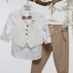 "Αέρινη κομψότητα: Βαπτιστικό σύνολο για ένα στυλάτο μωρό" Α4773 ΕΚΡΟΥ MI CHIAMO