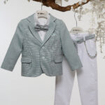 Επίσημο Βαπτιστικό με Μοτίβο και Λευκό Παντελόνι Α4774