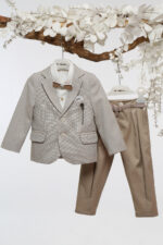 Κομψό Βαπτιστικό Σύνολο σε Απαλούς Γήινους Τόνους Α4774