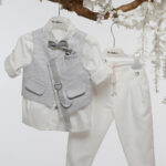 Στυλάτο Βαπτιστικό Σύνολο για Αγόρι σε γκρί και εκρού απόχρωση Α4752