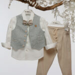 Ρουστίκ Βαπτιστικό με Ξύλινο Κουμπί και Κορδόνι Α4784