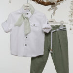 "Ανοιξιάτικη φρεσκάδα: Βαπτιστικό σύνολο για ένα στυλάτο μωρό"Α4777 Λευκό-πράσινο mi chiamo