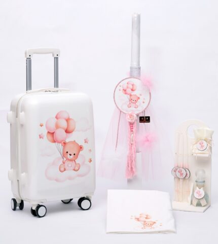 Βαπτιστικό πακέτο για κορίτσι-ΑΡΚΟΥΔΑΚΙ ΜΕ ΜΠΑΛΟΝΙΑ