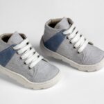 Στιλάτα High-Top Sneakers Βάπτισης σε Γκρι Μελανζέ με Μπλε Λεπτομέρειες για Μικρούς Κυρίους EVERKID Α539Α