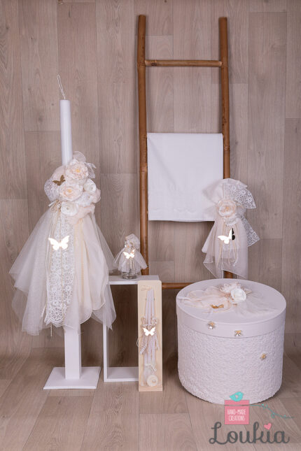 Βαπτιστικό πακέτο βάπτισης για κορίτσι "Αέρινη Πεταλούδα" σε Ιβουάρ Αποχρώσεις -08