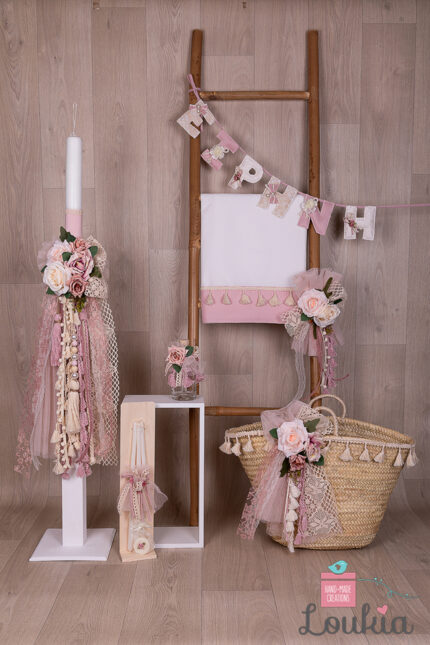 Βαπτιστικό πακέτο για κορίτσι Σετ με Vintage Ανθοστολισμό -17