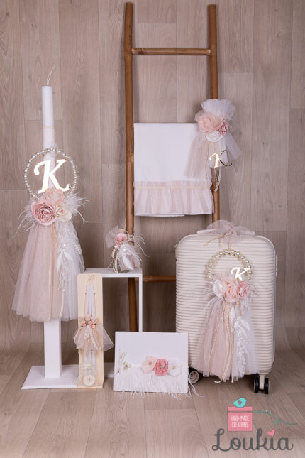 Βαπτιστικό πακέτο για κορίτσι Εκλεπτυσμένο Σετ με Μονόγραμμα και Πέρλες -18