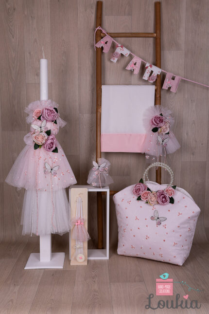 Βαπτιστικό πακέτο για κορίτσι Ρομαντικό με Θέμα Πεταλούδα και Τριαντάφυλλα -21