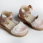 Βαπτιστικά Πέδιλα "Ροζ Δαντέλα" με Κρύσταλλα everkid K556P