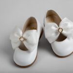 Λευκά Βαπτιστικά Παπούτσια "Φιόγκος Φωτός" everkid K571A