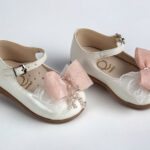 Eκρού Βαπτιστικά Παπούτσια "Ροζ Χαμόγελο" everkid K572E