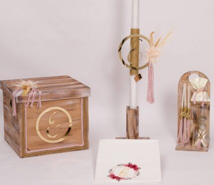 Πακέτο βάπτισης για κορίτσι BOHO ΜΟΝΟΓΡΑΜΜΑ