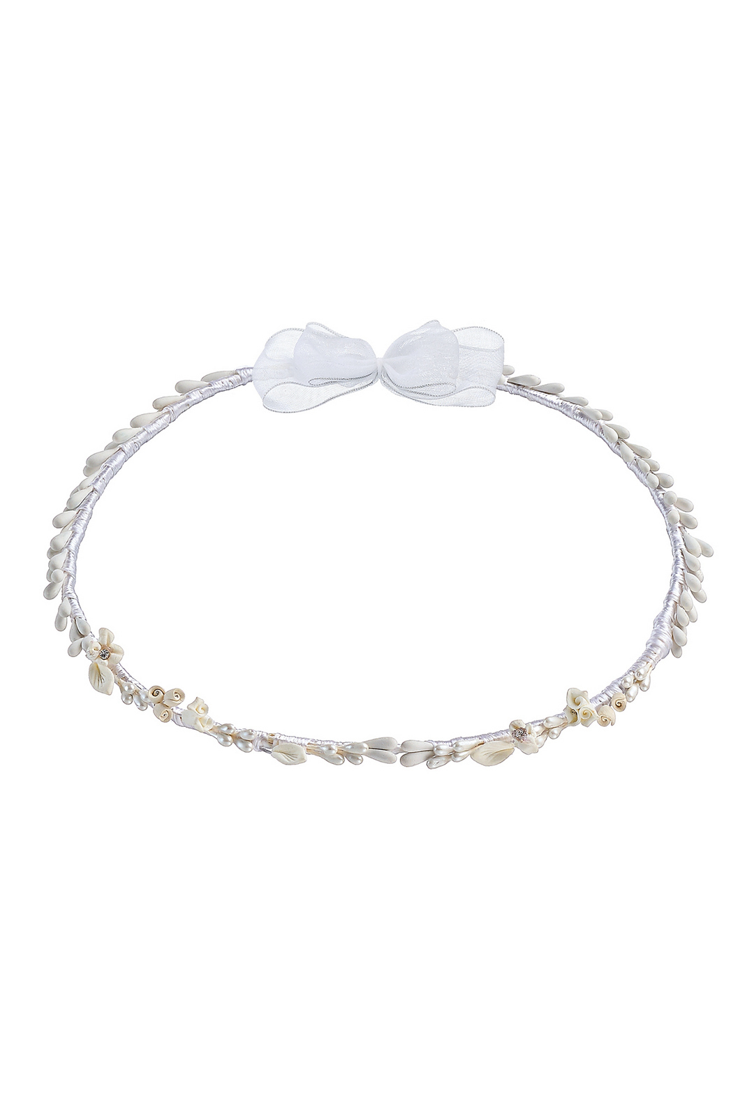 ΚΣ 143 Επάργυρα Στέφανα Γάμου με Πορσελάνινα Λουλούδια και Διακριτικά Στρας novaΚΣ143 - Image 1