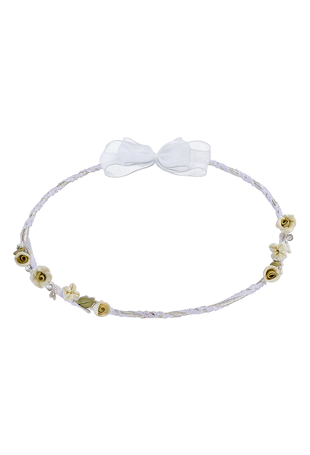 ΚΣ 181 Επάργυρα Στέφανα Γάμου με Χρυσές Λεπτομέρειες και Λουλουδάτα Στοιχεία novaΚΣ181 - Image 1