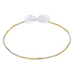 Επάργυρα Στέφανα Γάμου με Λεπτή Χρυσή Λεπτομέρεια και Διάφανο Φιόγκο NOVAΚΣ 548