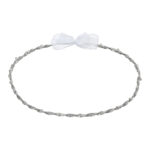 Κλασικά Ασημένια Στέφανα Γάμου με Λευκό Φιόγκο novaΚΣ790