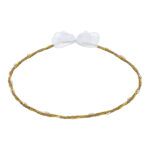 Κλασικά Επάργυρα Στέφανα Γάμου με Λευκό Φιόγκο και Πέρλες novaΚΣ791