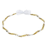 Επαργυρωμένα Στέφανα Γάμου με Χρυσές Λεπτομέρειες και Σατέν Κορδέλα novaΚΣ902