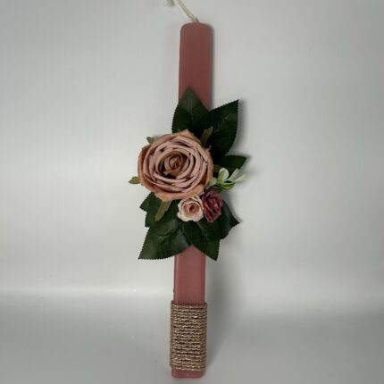Πασχαλινή"Ανοιξιάτικη Ρομαντική Λαμπάδα με Τριαντάφυλλα" ΧΕΙΡΟΠΟΙΗΤΗ