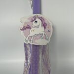 Πασχαλινή Λαμπάδα για κορίτσι Ονειρεμένος Μονόκερος" 🦄💜-ΧΕΙΡΟΠΟΙΗΤΗ - Image 2