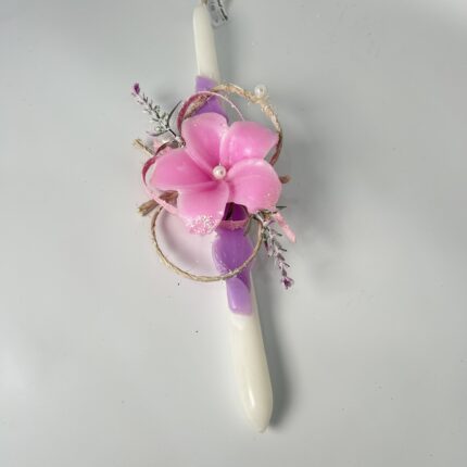 Πασχαλινή Λαμπάδα με Λουλούδι" 🌸💜-ΧΕΙΡΟΠΟΙΗΤΗ