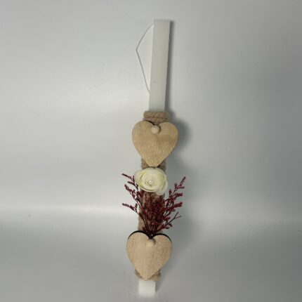 Πασχαλινή Λαμπάδα για κορίτσι με καρδιές και λουλούδια -ΧΕΙΡΟΠΟΙΗΤΗ