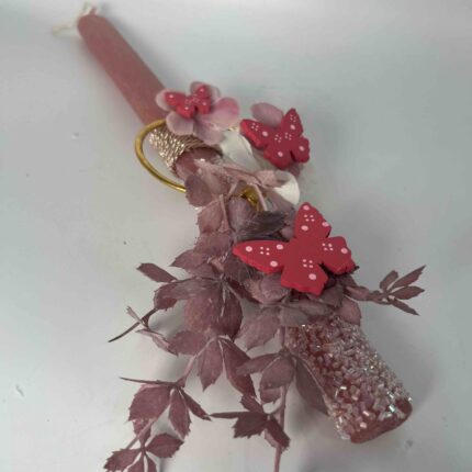 Πασχαλινή Λαμπάδα "Πεταλούδες Άνοιξης" για κορίτσι χειροποίητη.