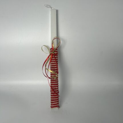 Πασχαλινή Λαμπάδα "Κόκκινη Άνοιξη" για κορίτσι με κόσμημα χειροποίητη