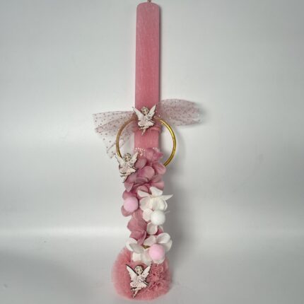Πασχαλινή Λαμπάδα "Ροζ Αγγελάκια" για κορίτσι χειροποίητη