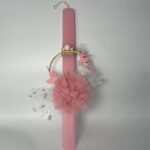 Πασχαλινή λαμπάδα για κορίτσι με λουλούδια κ κύκνο-Χειροποίητη