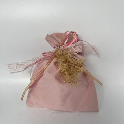 Ρομαντική Βελούδινη Μπομπονιέρα Βάπτισης σε Ροζ Αποχρώσεις