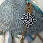 Ναυτική Μπομπονιέρα Βάπτισης με Μπλε Υφασμάτινο Πουγκί - Image 2