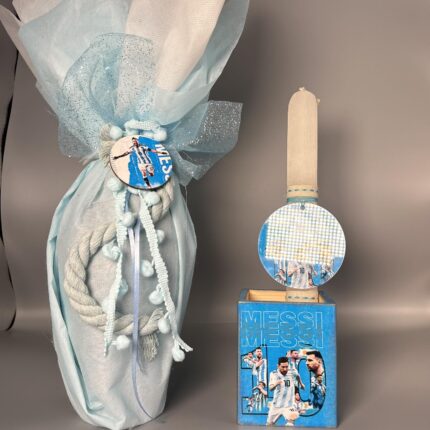 Μπλε Λαμπάδα Messi με Μολυβοθήκη – Ιδανική για Πασχαλινό Δώρο