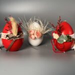 Χειροποίητο Κερί "Πασχαλινό Αυγό με Κόκκινα Λουλούδια" (Διακοσμητικό & Επιλογή Προσθήκης) - Image 2