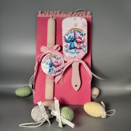 Πασχαλινή Λαμπάδα & Σετ Βούρτσα Μαλλιών "Stitch & Angel"