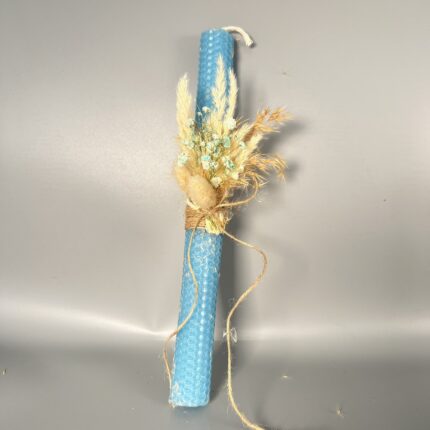 Χειροποίητη Κόκκινη Λαμπάδα από μελλισοκέρι με Φυσικό Στολισμό