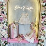 Ρομαντικό Βαπτιστικό Πακέτο σε Αποχρώσεις Ροζ Πούδρας με μονόγραμμα και λουλούδια